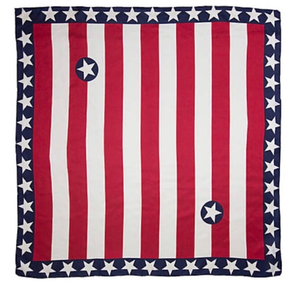 Wyoming Traders Liberty Wild Rag US Flag 100% Silk Western Scarf 34.5" - Picture 1 of 3